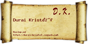 Durai Kristóf névjegykártya